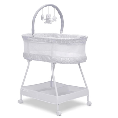 Delta Children Curve Bassinet, White/Grey