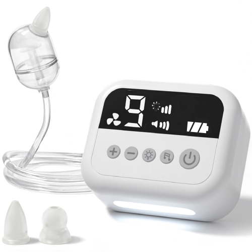 GROWNSY Nasal Aspirator for Baby, 9-Level Hospital Grade Suction, Rechargeable, Night Light & Nursery Rhyme, White
