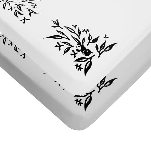 Nanit Smart Sheets Works with All Nanit Cameras to Measure Your Baby's Growth, 100% Cotton Fitted Sheets, Pebble Grey and White, One Size, Crib, 2 Count