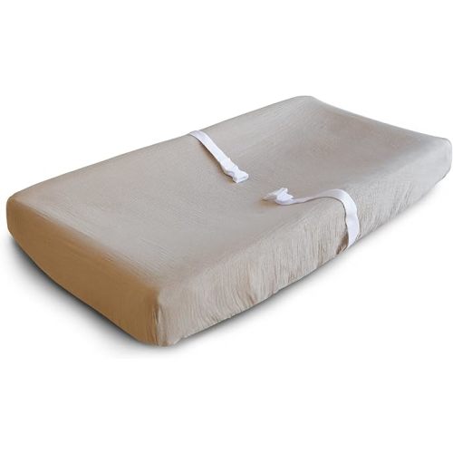 mushie Extra Soft Muslin Fitted Changing Pad Cover (Pale Taupe)