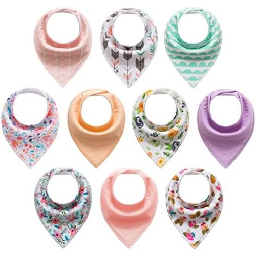 Little Tots Baby Bandana Drool Bibs for Boys, Girls, Baby Unisex Cotton Bibs 4/8/10 Pack Soft and Absorbent