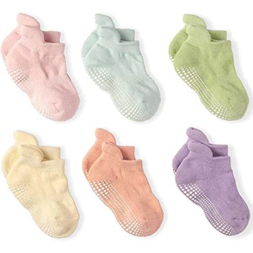 LA ACTIVE Non Slip Grip Ankle Boys and Girls Socks with Non Skid for Babies Toddlers and Kids Back to School