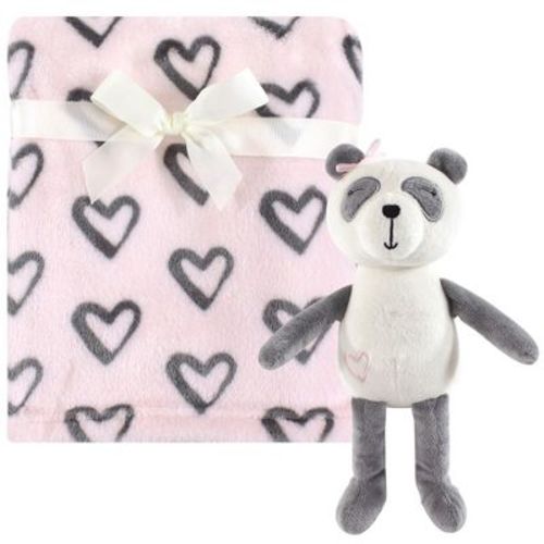Hudson Baby Infant Girl Plush Blanket with Toy, Miss Panda, One Size