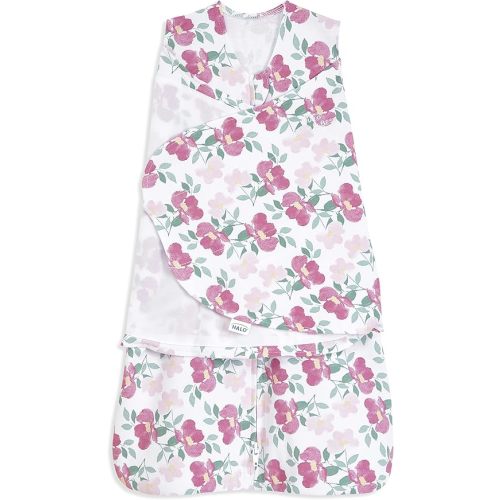 HALO 100% Cotton Sleepsack Swaddle, 3-Way Adjustable Wearable Blanket, TOG 1.5, Stems, Small, 3-6 Months