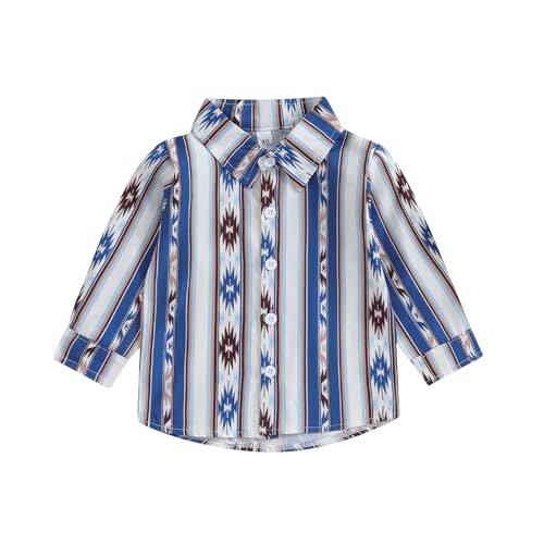 Western Baby Boy Clothes Button Down Long Sleeve Dress Shirt Toddler Country Cowboy Shirts Top