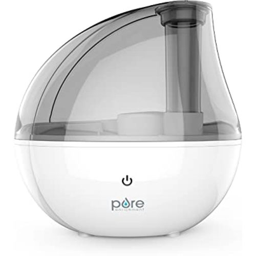 Pure Enrichment® MistAire™ Silver Ultrasonic Cool Mist Humidifier for Bedroom, Office, Nursery & Indoor Plants - Lasts Up to 25 Hours, Whisper-Quiet Operation, Optional Night Light, & Auto Shut-Off