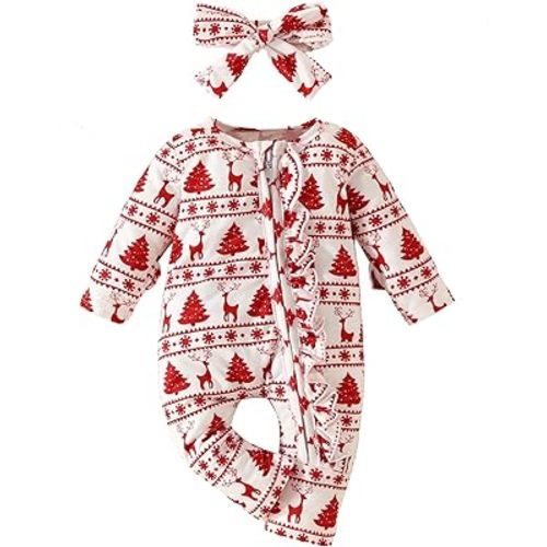 Toddler Christmas Baby Boy Girl Outfits Infant Fall Winter Clothes Cute Christmas Tree Jumnpsuit Long Sleeve Romper