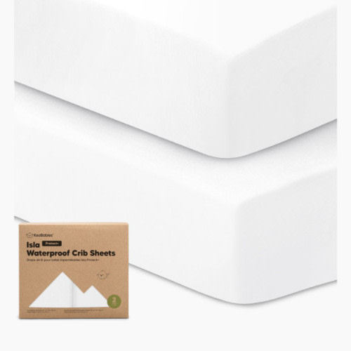 KeaBabies 2-Pack Isla (Protect+) Waterproof Crib Sheets - Soft White