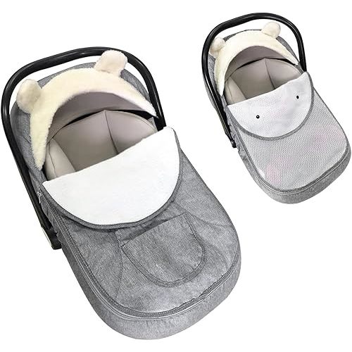 Car Seat Cover for Babies,Winter Baby Car Seat Cover Infant Car Seat Cover for Boys & Girls-Keeps Baby Warm and Cozy,2 in 1Universal Baby Carseat Cover Fit for All Season