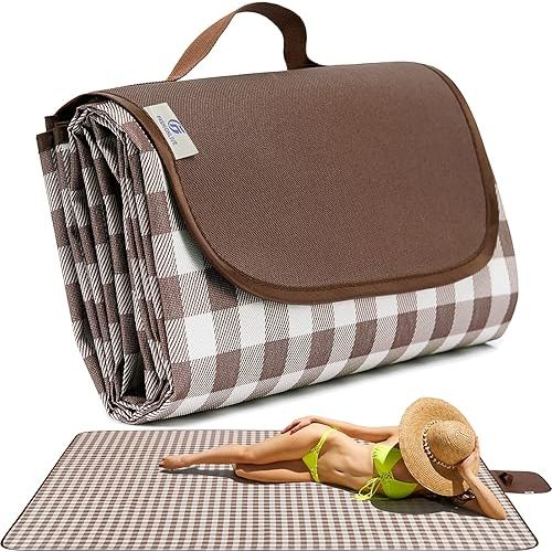Beach Blanket Extra Large Picnic Blanket Sand Free Waterproof Outdoor Indoor Blanket Lightweight Easy Fold Handy Mat Portable Beach Mat for Camping Hiking Travel Park Grass