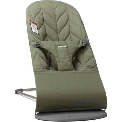 BabyBjörn Bouncer Bliss, Dark Green, Woven, Petal Quilt | 2-in-1 Adjustable Baby Bouncer Seat and Toddler Chair, Newborn to Toddler (8-29 lbs), 4 Positions, Lightweight & Portable