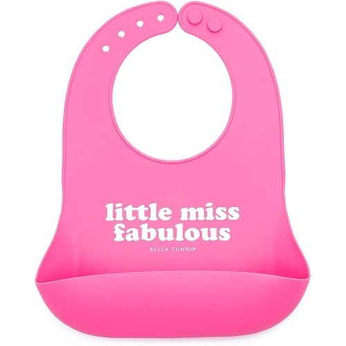 Baby Bib for Eating by Bella Tunno, Waterproof Silicone Bib with Large Food Catcher, Adjustable Fit for Babies 4-12 months & Toddlers 1-3 Years, Boys & Girls, Little Miss Fabulous