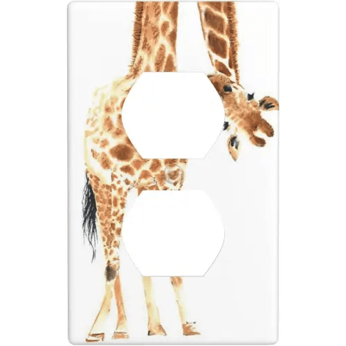 Wild Animal Watercolor Giraffe Light Switch Cover Decorative Duplex Electrical Outlet Plastic Wall Plate Outlet Cover for Women Girls Bedroom Kitchen Living Room Decor 4.5 * 2.76