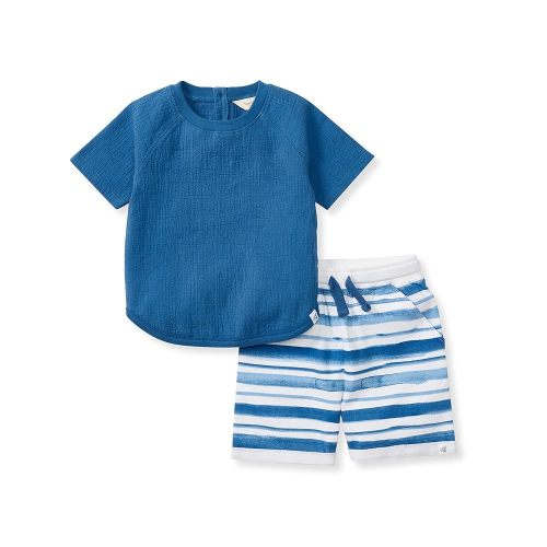 Burt's Bees Baby Baby Boys' Short Sleeve Shirt and Pant Set, Top & Bottom Outfit, 100% Organic Cotton