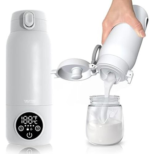 Portable Bottle Warmer & Travel Bottle Warmer - 17oz Large Capacity Fast Heating for Breastmilk/Formula, Dual Mode for Milk/Water, Perfect for Car Journeys & Outdoor Use