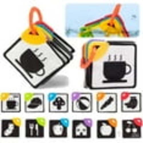 Dosaele High Contrast Baby Flashcards, Black and White Newborn Brain Development Toys, Visual Stimulation Learning Activity Cards for 0-36 Months, 6 PCs 12 Pages 4.3*4.3'' Educational Infants Gift