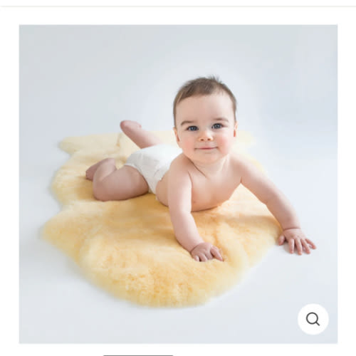 Sheepskin Rug for Babies, 100% Natural, Shorn Lambskin Wool, 2 x 3 Feet, Flax