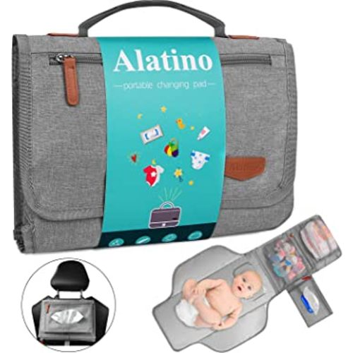 Portable Diaper Changing Pad for Baby, Detachable Travel Changing Pad with Baby Wipes Pocket, Gifts for Baby Shower, Newborn Girls and Boys (Grey)