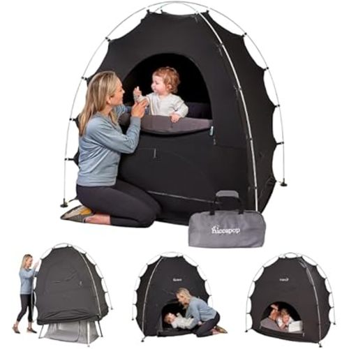 Hiccapop Daydreamer Blackout Tent for Pack and Play, Patented Portable Crib Tent, Blackout Canopy Crib Cover, Sleep Pod for Kids