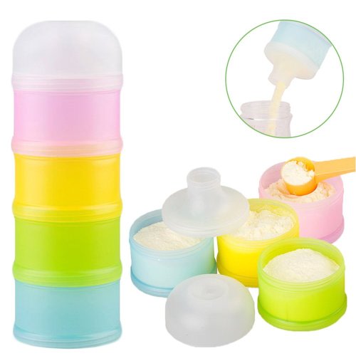 Formula Dispenser, Kidsmile Twist-Lock Stackable On-the-Go BPA Free Milk Powder Dispenser & Snack Storage Container - 4 feeds, no powder leakage