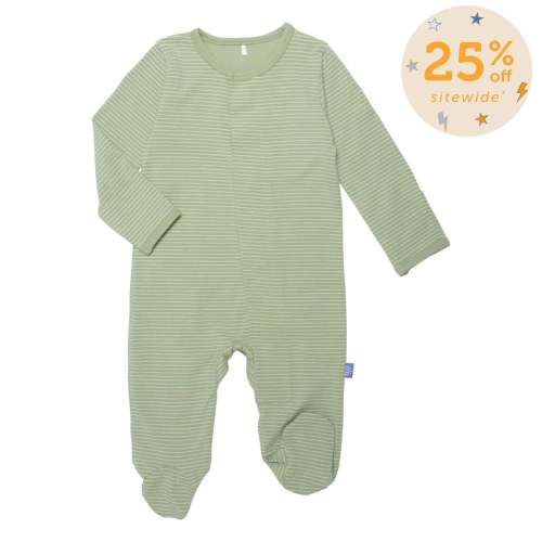 green tea skinny stripe CloudStretch™ magnetic footie – Magnetic Me