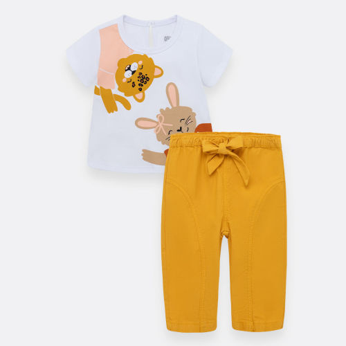 Conjunto para bebé niña de camiseta manga corta + pantalón