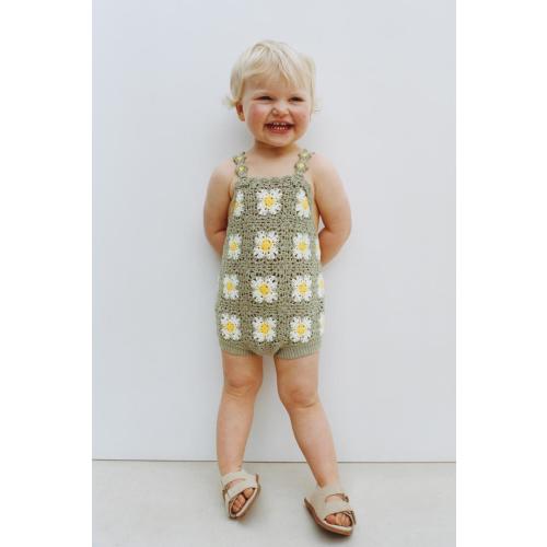 CROCHET FLOWER KNIT ROMPER - Greenish | ZARA United States