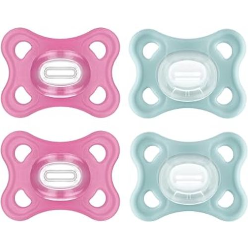 MAM Comfort Pacifiers, Newborn Pacifiers, 2 Count, MAM Pacifiers 3-12 Months, Best Pacifier for Breastfed Babies, Girl Silicone Pacifier
