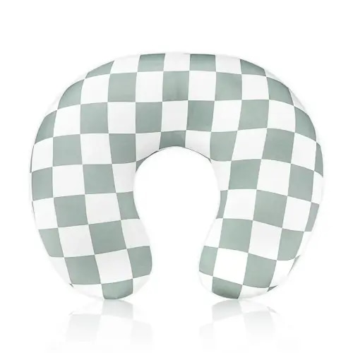 DILIMI Nursing Pillow Cover, Stretchy Removable Case for Breastfeeding Pillows, Ultra Soft Comfortable Slipcover for Baby Girl and Boy, Checkerboard Grid