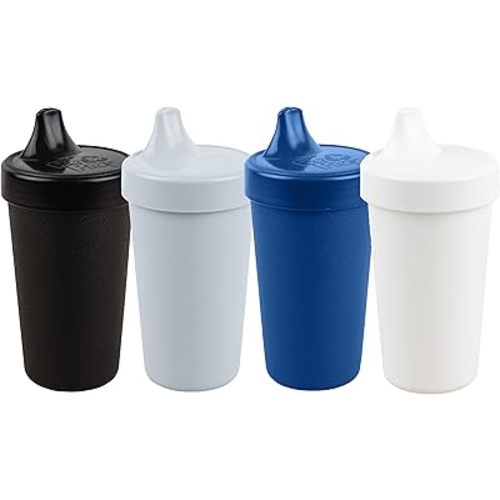 Re-Play Made in USA 10 Oz. Sippy Cups for Toddlers, Pack of 4 - Reusable Spill Proof Cups for Kids, Dishwasher/Microwave Safe - Hard Spout Sippy Cups for Toddlers 3.13" x 6.25", Droid