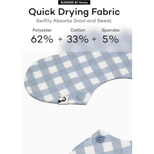 Konny Baby Bibs 5-Pack, 360 ° Rotate, Soft and Absorbent Bandana Drooling for Boys Girls baby Essentials - Set 5 - Mint, Ivory, Creamy Gingham, Oatmeal, Blue Gingham