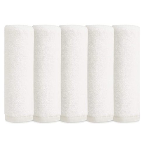 Natemia Organic Baby Washcloths – 12”x 12” Soft Cotton Baby Towels – Pack of 5 Multipurpose Baby Reusable Wipes for Infants, Toddlers and Parents - White