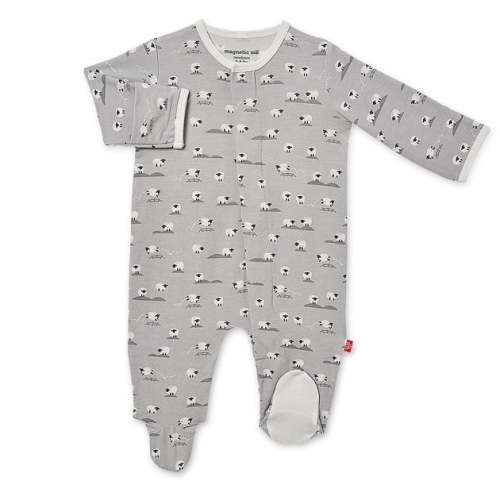 gray baa baa baby modal magnetic footie- 6/9 months