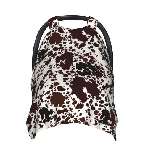 Car Seat Cover Baby - Cow Skin Breathable Infant Car Seat Cover for Baby Carseat, Lightweight Comfort Baby Essentials Must Haves Newborn Stuff for Girl Boy