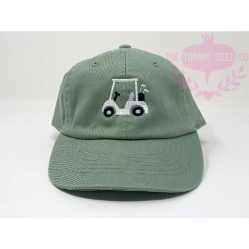 KIDS Golf Cart Unstructured Low Profile Baseball Cap - Dad hat - Custom Color Hat and Embroidery.