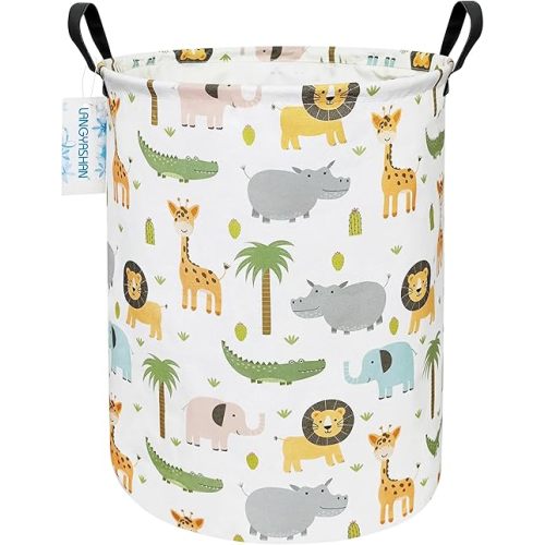 LANGYASHAN Laundry Basket Canvas Fabric Collapsible Organizer Basket for Storage Bin Toy Bins Gift Baskets Bedroom Clothes Children Nursery Hamper (Animal)
