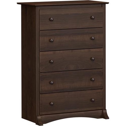 Prepac Sonoma Superior 5-Drawer Chest for Bedroom - Spacious and Stylish Chest of Drawers, Measuring 17.75"D x 31.5"W x 44.75"H, In Espresso Finish