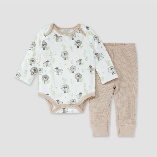 Burt's Bees Baby® Baby Little Lamb Bodysuit & Thermal Pants Set - Beige/White