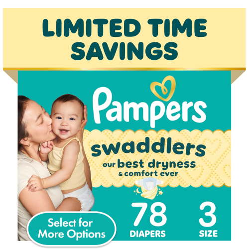 Free Shipping! Pampers Diapers Size 3, 78 Count with Leak-Protection Barrier, Wetness Indicator, Soft Layers