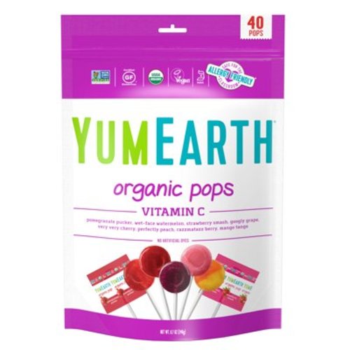 YumEarth Organic Lollipops, Vitamin C, Assorted Flavors, 8.5 oz, 40 Ct
