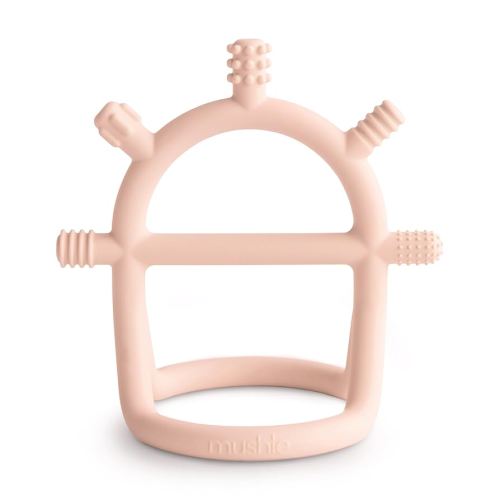 mushie Silicone Baby No-Drop Sensory Teether Toy (Blush)