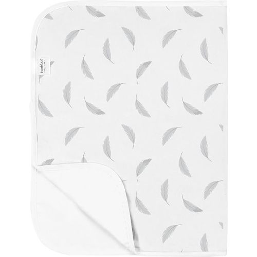 Kushies Deluxe Waterproof Changing Pad Liners - 20 x 30 inches Baby Changing Table Liners - Baby Changing Pads - Diaper Changing Flat Liner Pad Waterproof Portable - Grey Feathers