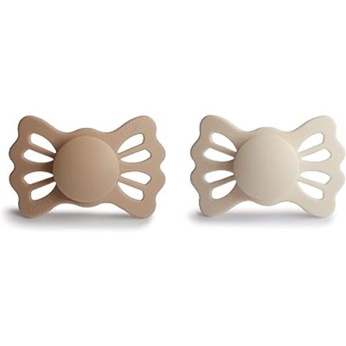 FRIGG Lucky Symmetrical SilkySoft Silicone Baby Pacifier | Made in Denmark | BPA-Free (Silky Satin/Cream, 6-18 Months)