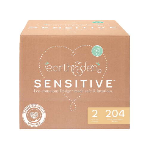 Earth & Eden Diapers, Size 2, 204 Count, Hypoallergenic, Natural, Eco-Friendly, Absorbent