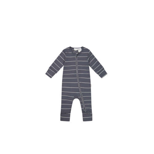 Organic Cotton Fine Rib Gracelyn Onepiece - Gracelyn Stripe Lava/Cloud