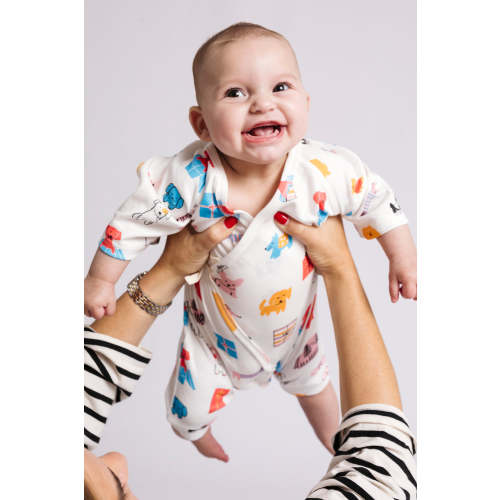 Puppy Party Baby Kimono Onesie