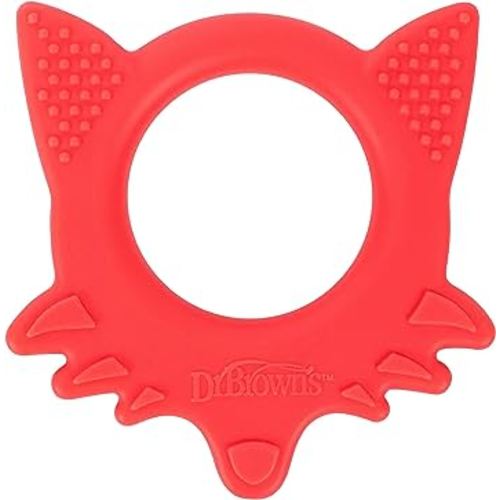 Dr. Brown's Flexees Friends Baby Teether, Orange Fox, 100% Silicone, BPA Free, 3m+