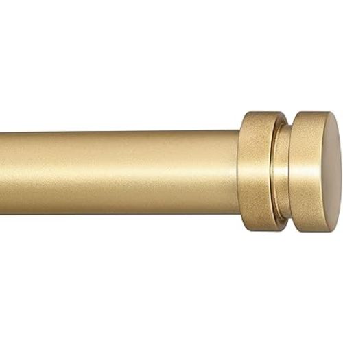Gold Curtain Rods for Windows 48 to 84 Inch, Modern 1 Inch Heavy Duty Window Drapery Rods With Simple End Cap Finials for Home Indoor,Ourdoors