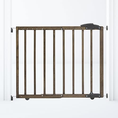 Dreambaby Nottingham Rustic Wooden Gro-Gate, Wide Baby Gate for Stairs and Doorways – Pressure Mounted Barrier or Hardware Mount Walk-Thru Door Gate