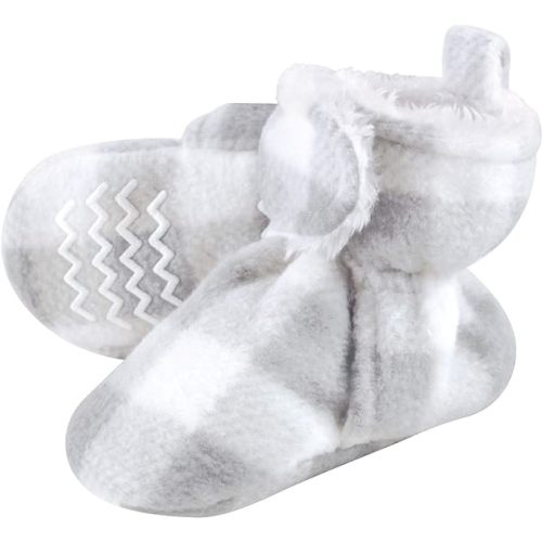 Hudson Baby Unisex Baby Cozy Fleece and Sherpa Booties, Heather Charcoal, 0-6 Months